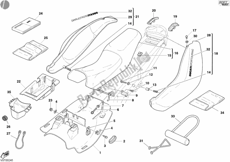Alle onderdelen voor de Stoel van de Ducati Sport ST4 S ABS 996 2003